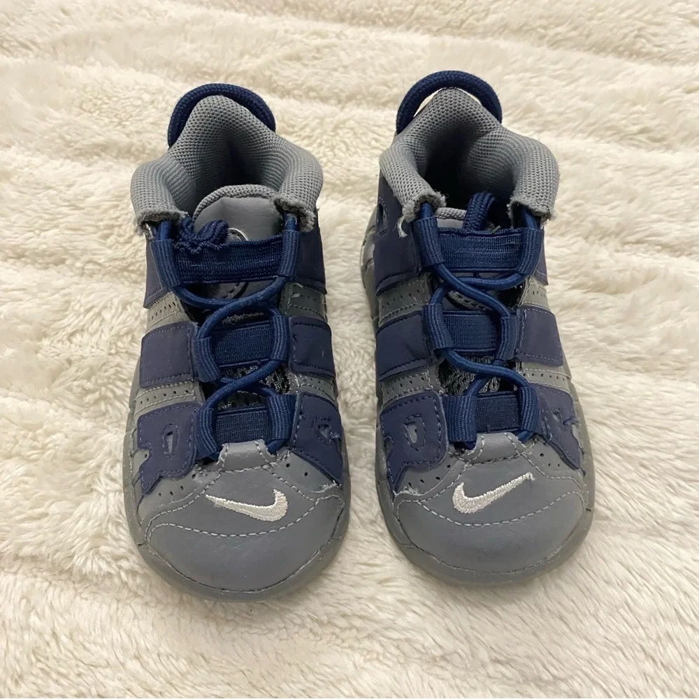 Nike Air More Uptempo Kids Navy and Gray Sneakers Size 5c